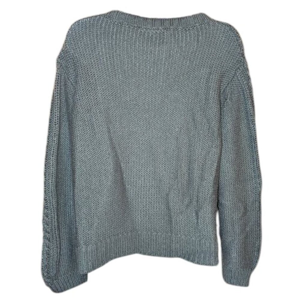 Wooden Ships Cable Knit Solid Oversized Cropped Relaxed Fit Sweater Top S/M - Picture 3 of 5